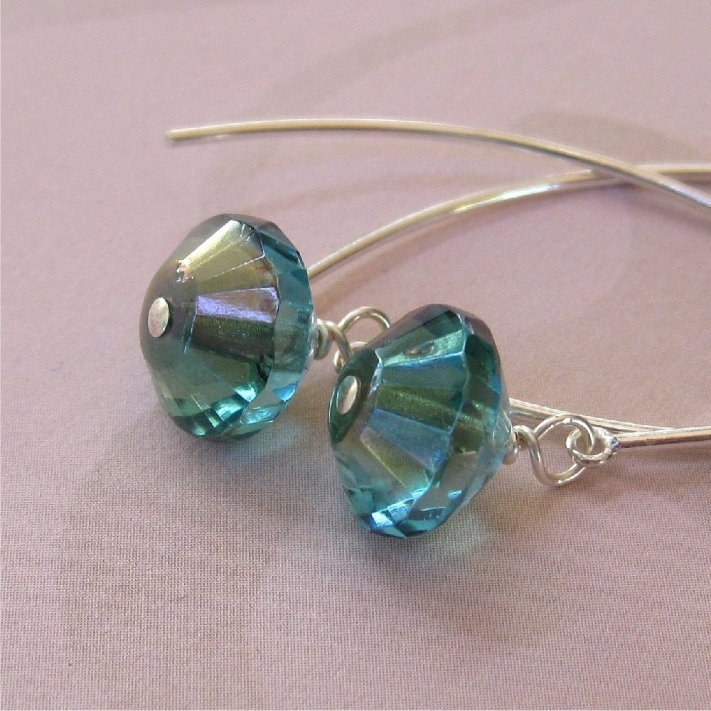 Earrings Aqua Czech glass -  Drop in the Ocean