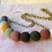 Necklace long lava stone colorful beads with chain