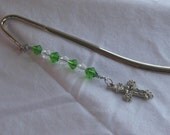 Green and Clear Glass Bead Bookmark SALE Forty Percent Off
