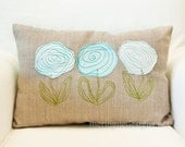 Scribbled Roses Linen Pillow Cover 12x18 inch