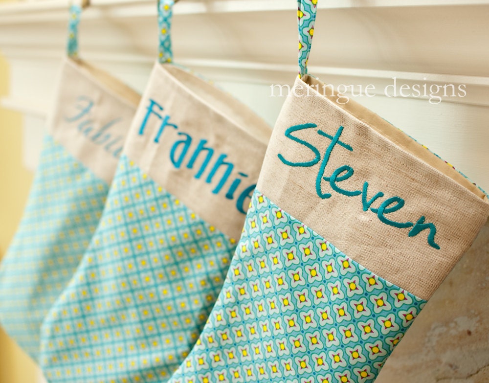 Turquoise Ice Personalized Christmas Stocking