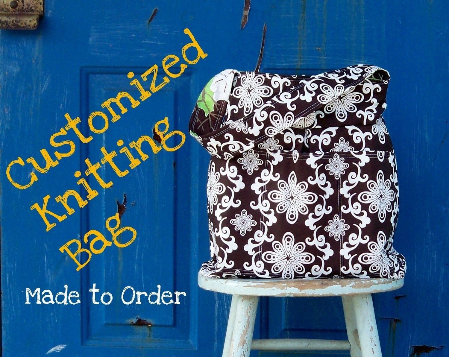 Custom Knitting Bag ---- Made to Order --- 8 pockets