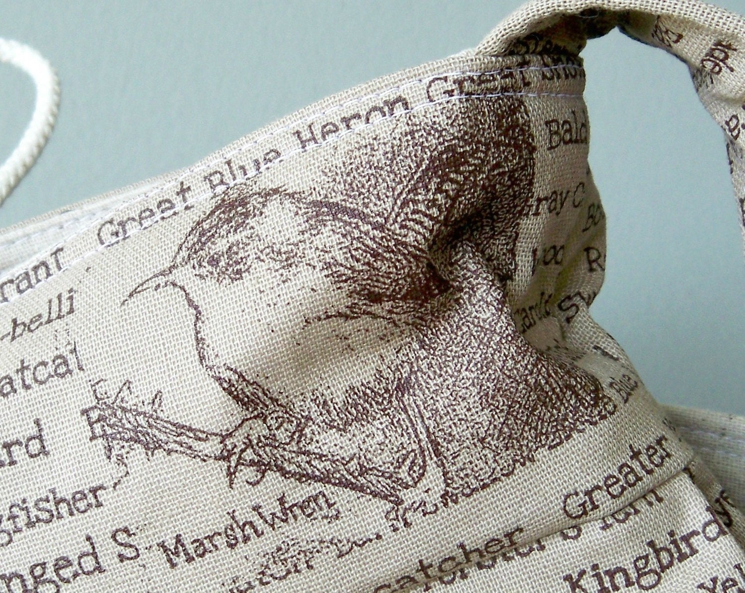 Brown Bird Bag, Wren Owl Blue Jay Egret , Tobacco, 3 pockets, Key Fob, Non Reversible