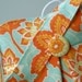 Robins Egg Blue Hobo, Floral, Orange, Large, Reversible, Joel Dewberry Fabrics