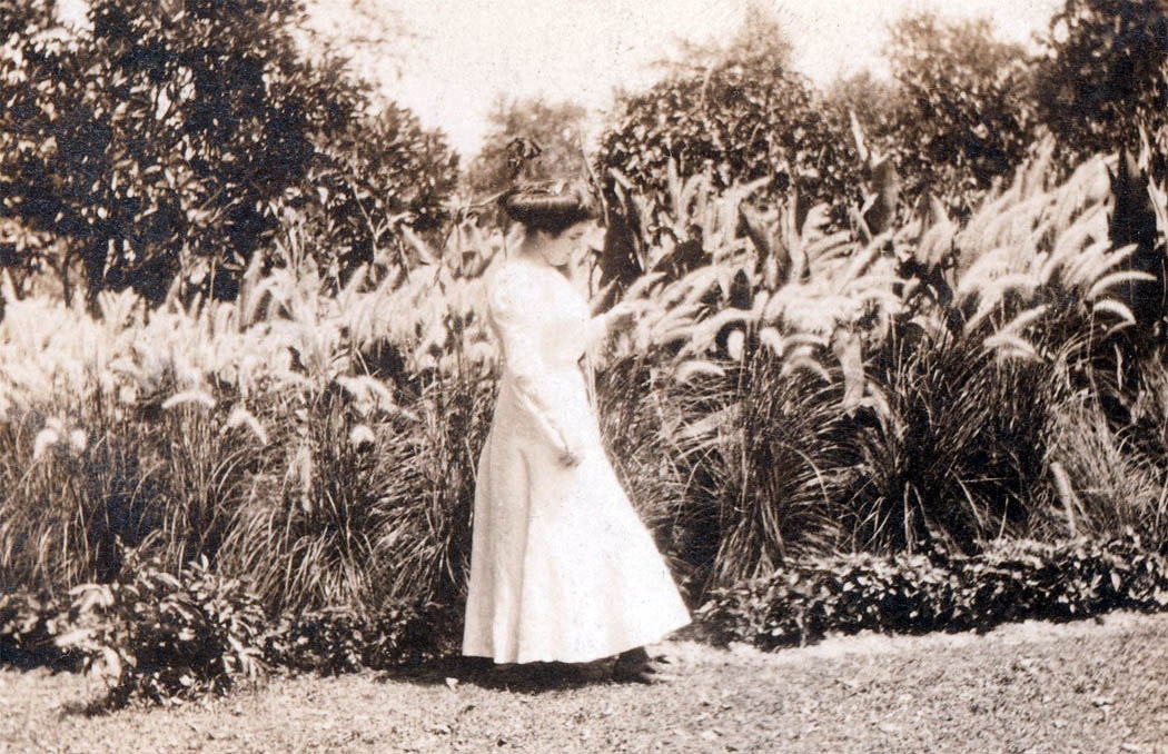 vintage photo 1911 Contemplation in the Garden