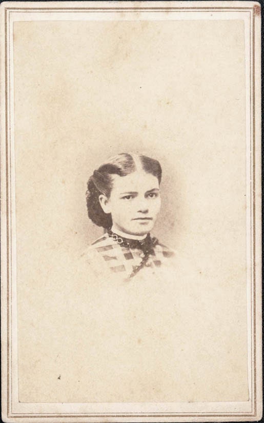 CDV CArte De Viste Teen Girl in Check Dress Harveysburg Ohio