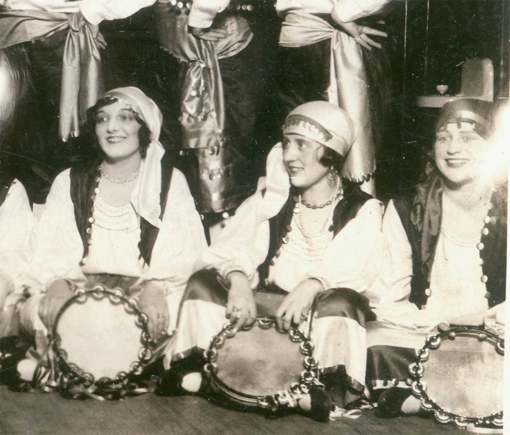 vintage photo Costume Women as Gypsies with Tamborines