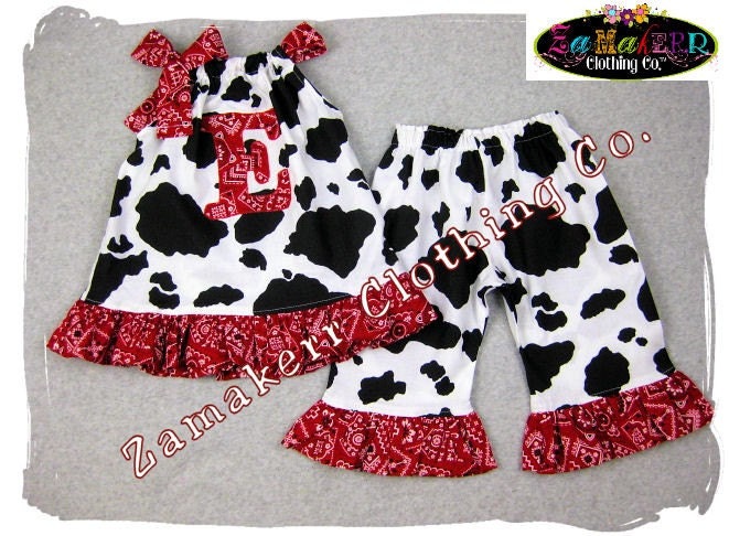 Custom Boutique Cow N Bandana Pillowcase Tunic Dress Top Ruffle Pant Bottom Outfit Set 3 6 9 12 18 24 month size 2t 2 3t 3 4t 4 5t 5 6 7 8