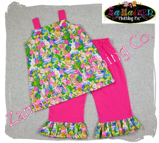 Girl Easter Outfit Custom Boutique Clothing Aline Jumper Top Ruffle Pant Outfit Set 3 6 9 12 18 24 month 2T 2 3T 3 4T 4 5T 5 6 7 8