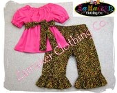 Custom Boutique Clothing Girl Leopard Black Peasant Dress Top Ruffled Pant Outfit Set 3 6 9 12 18 24 month 2T 2 3T 3 4T 4 5T 5 6 7 8