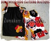 Custom Boutique Clothing Girl Black Pillowcase Dress Top Floral Ruffled Pant Outfit Set 3 6 9 12 18 24 month size 2T 2 3T 3 4T 4 5T 5 6 7 8