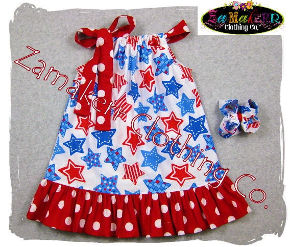 Girls Pillowcase Dress - 4TH of FOURTH JULY - Pillowcase Dress in Sizes 3, 6, 9, 12, 18, 24 month, 2, 2t, 3t, 3, 4, 4t, 5, 6, 7, 8