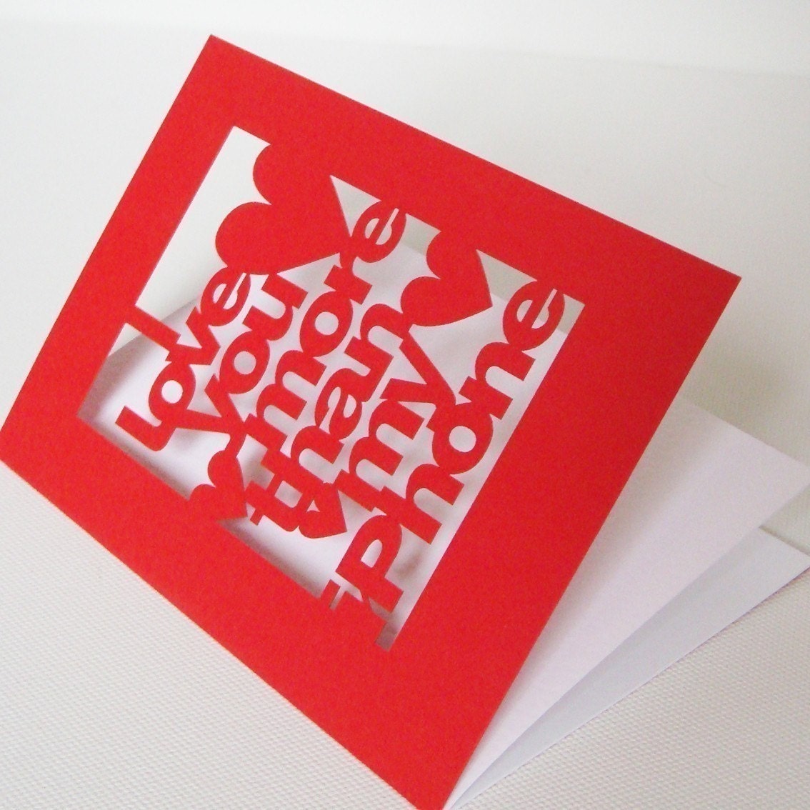 I Love You More Than My iPhone Valentines or Anniversary Papercut Greetings Card