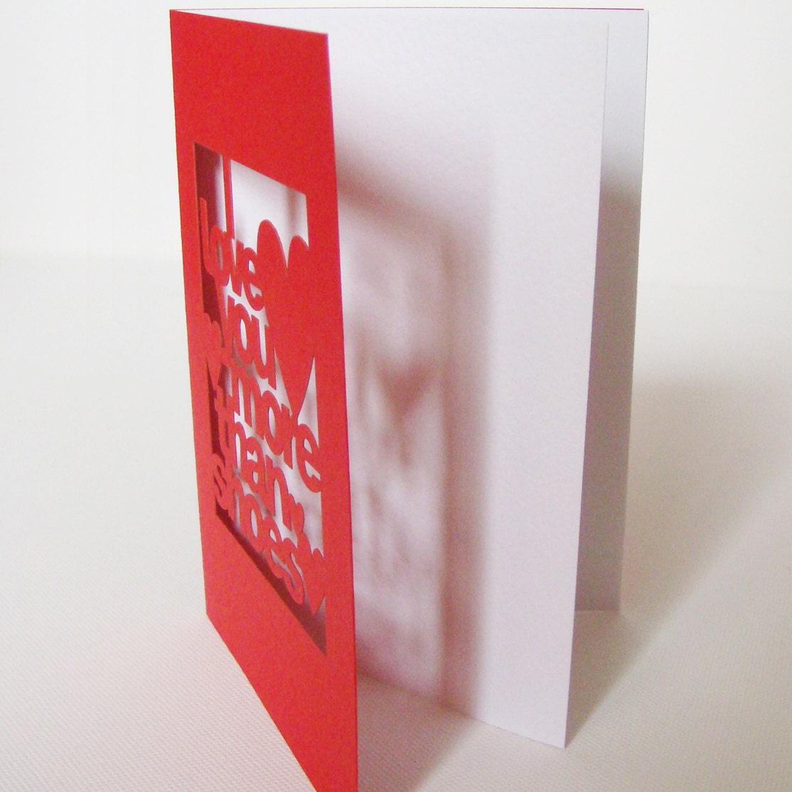 Papercut Anniversary or Wedding Day Greetings Card - I Love You More Than Shoes