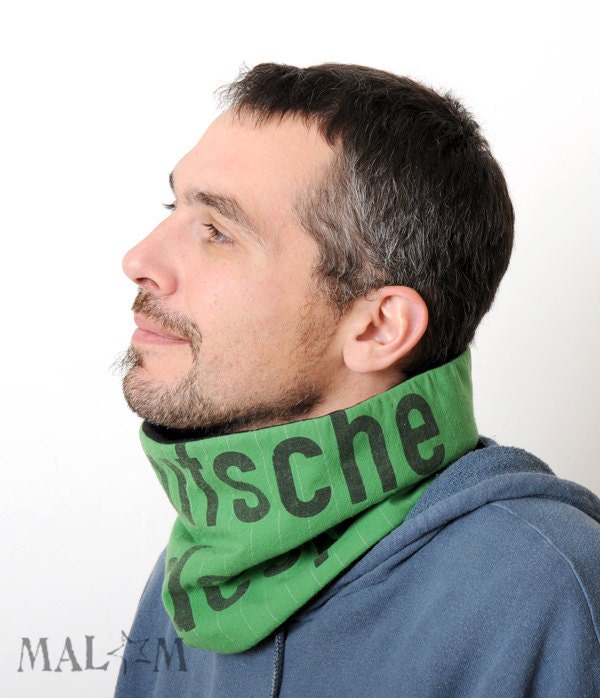 Men Cowl Scarf Neckwarmer - recycled vintage German airmail bag - Deutsche Post Men Cowl Scarf Neckwarmer - recycled vintage German airmail bag - Deutsche Post