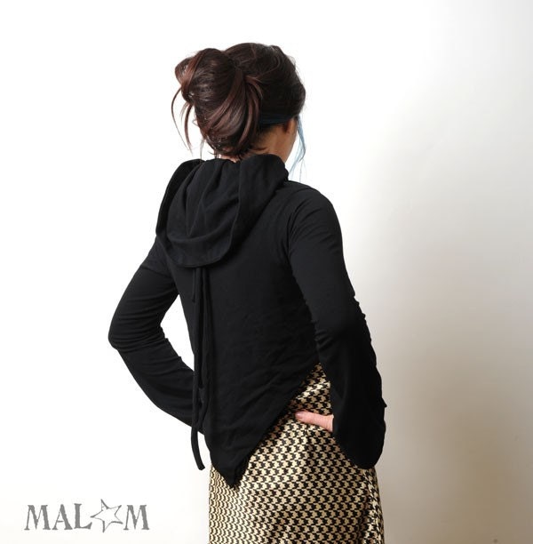 Black Wrap Cardigan - Black Shrug - Chameleon Wrap Shrug - Long sleeves - Jersey - Transformable