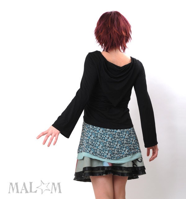 Black Wrap Cardigan - Black Shrug - Chameleon Wrap Shrug - Long sleeves - Jersey - Transformable