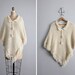 1970s vintage natural crochet pom tie poncho