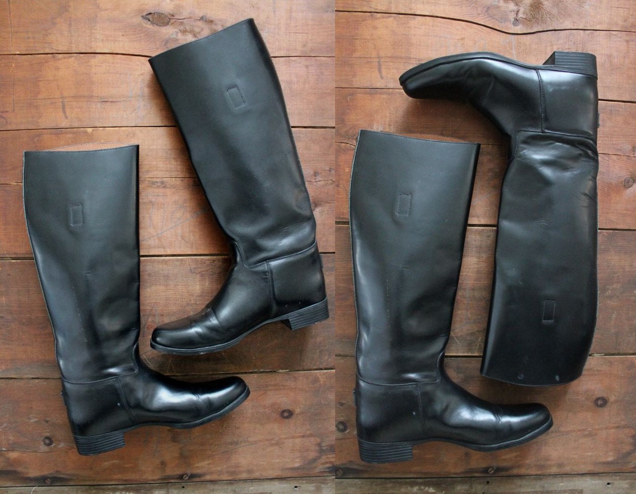 1970s vintage black leather dressage boots 8
