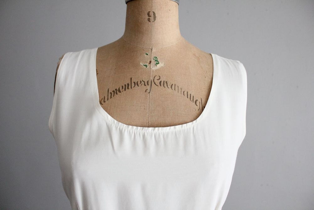 vintage white ruffle skirt shift dress