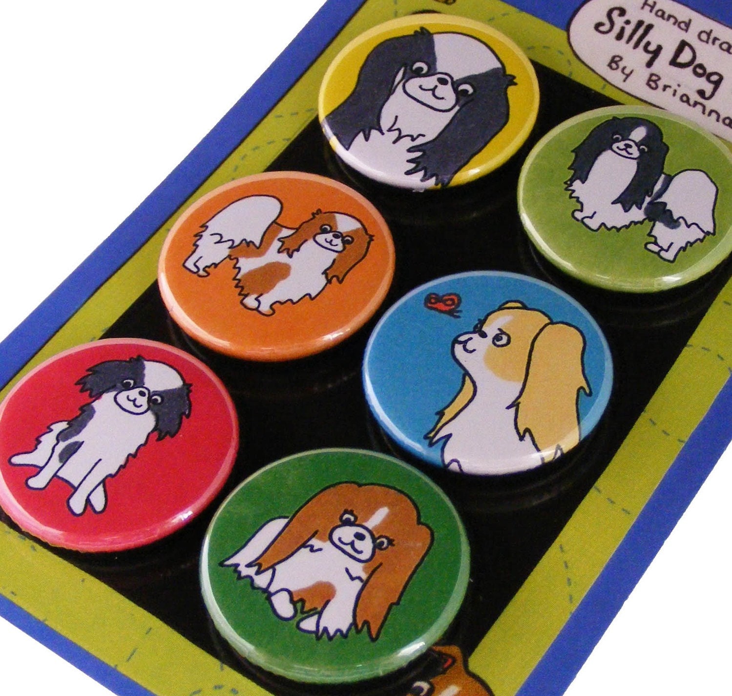 Japanese Chin Silly Dog Magnet Set