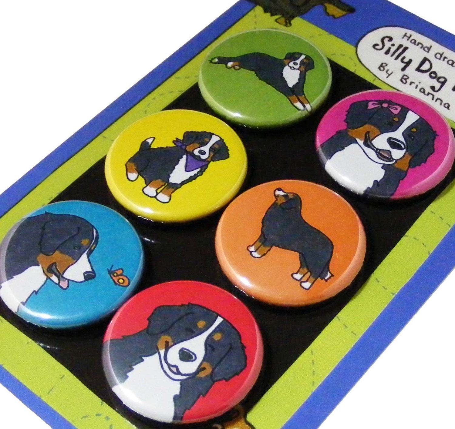 Bernese Mountain Dog Silly Dog Magnet Set