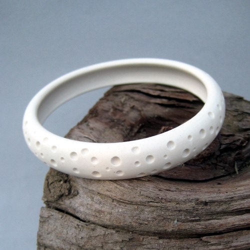 Cratered Bracelet - No 1 - Hand sculpted and carved porcelain