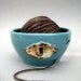 Yarn Bowl, Knitting Bowl Robins Egg Blue, Lock and Key - Steampunk-Handmade stoneware and porcelain pottery