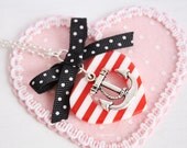 Sailor Striped Heart Anchor Long Necklace