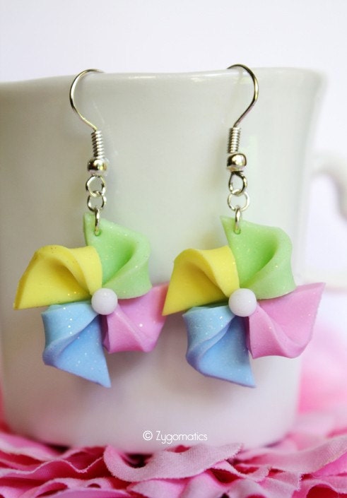 Pastel Pinwheels Polymer Clay Earrings