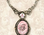 CUSTOM Initial Necklace- Vintage Paris Fashion - Rococo a la Rose Letter Frame