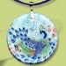 GeoForms Vintage-Reversible Glass Art Necklaces - Asian Peacock Floral Fantasia