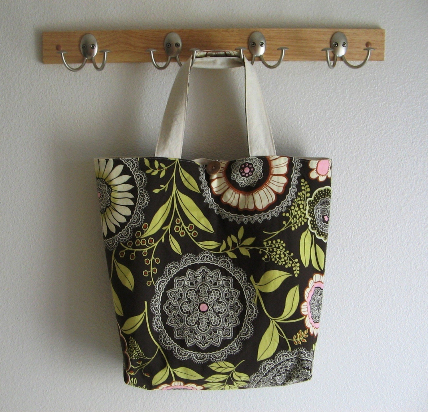 Olive Lace Roll Up Market Bag