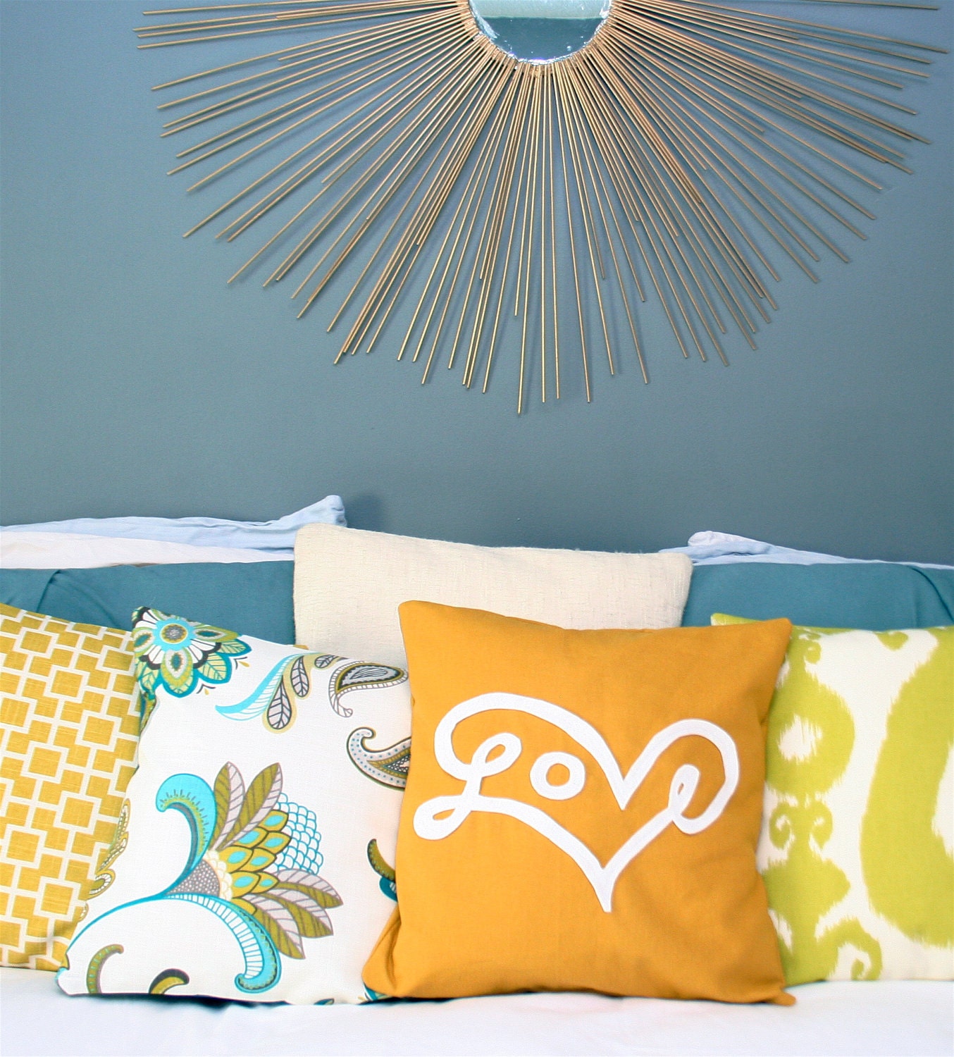 Love Pillow Cover in Mustard