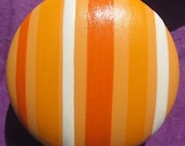 Hand Painted Dresser Drawer Knob - Orange and White Stripes