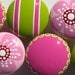 Set of 6 Hand Painted Drawer Knobs: Hot Pink and Lime Green Striped and Spotted and Cherry Blossom Pale Pink
