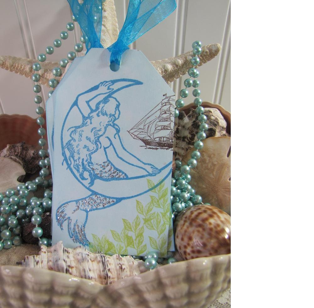 6 Cresent Moon Mermaid Fantasy Tags