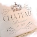 Made to Order Shabby French Chic White Linen Pillow (SLIP COVER ONLY) Faded Dark Brown Chateau Marmont Design