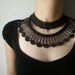 Black Lace - Nightfall .... Beaded Crochet Necklace - Flowers