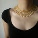 Allure - Gold - Ivory ... Beaded Crochet Necklace - Beadwork