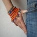 Fuchsia Magdalenae ... Freeform Crochet Cuff - Flowers - Orange Red Blue Lime
