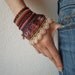 Syringa Pinetorum ... Freeform Crochet Cuff - Flowers - Dusted Pink Plum Green Red
