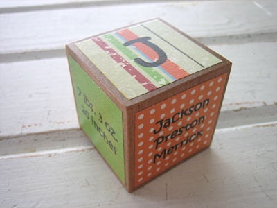 Around the Block - Personalized Wooden Block Birth Announcement/Keepsake