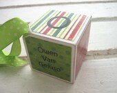 Peppermint Twist - Personalized Baby's First Christmas Wood Block Ornament