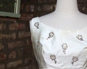 Vintage 1960s Ivory Satin Sequin Beaded Wedding Dress