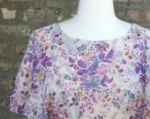 Vintage Cream Purple Floral Kercheif Dress