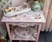 So Stunning Eastlake Style Pink Rose Mosaic Table