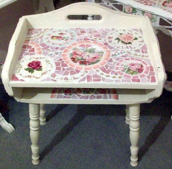 The Cutest Vintage Child's Desk  Chippy Shabby Mosaic Table