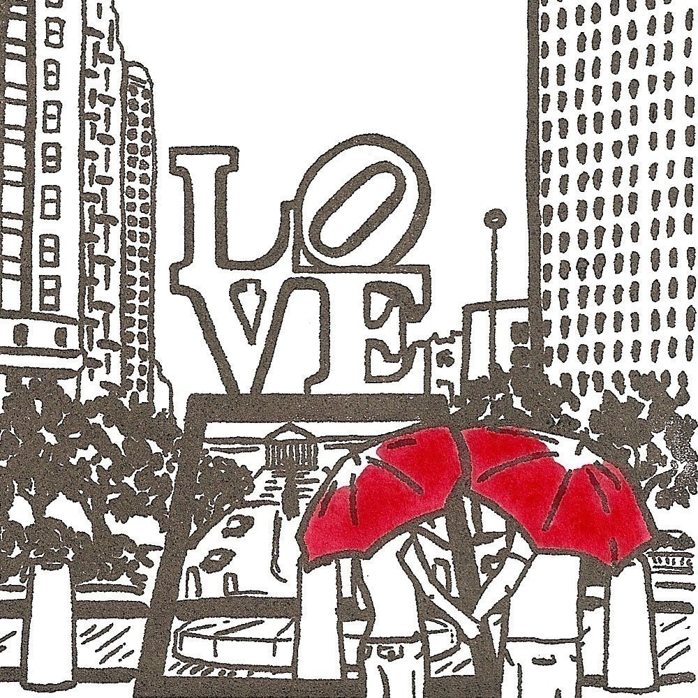 Philly Love gocco art print- GRAY