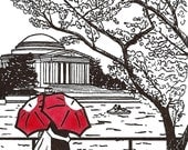 DC Love- Jefferson Memorial gocco art print